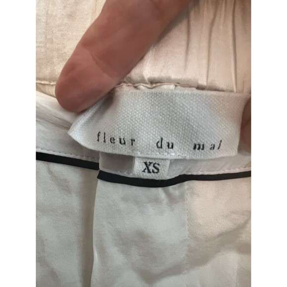 Fleur Du Mal Wide Leg Tuxedo Pants High Rise Size XS Ivory / Black  $395 - Picture 4 of 8